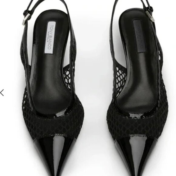 Tony Bianco Kendall Black Mesh Patent Heels - Picture 1 of 5